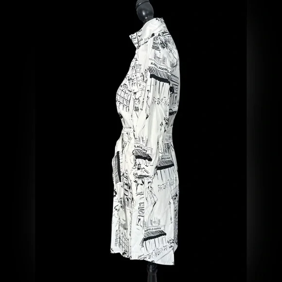 NWT Karl Lagerfeld Black & White Monochrome Graphic Dress Size 2 - Picture 9 of 13